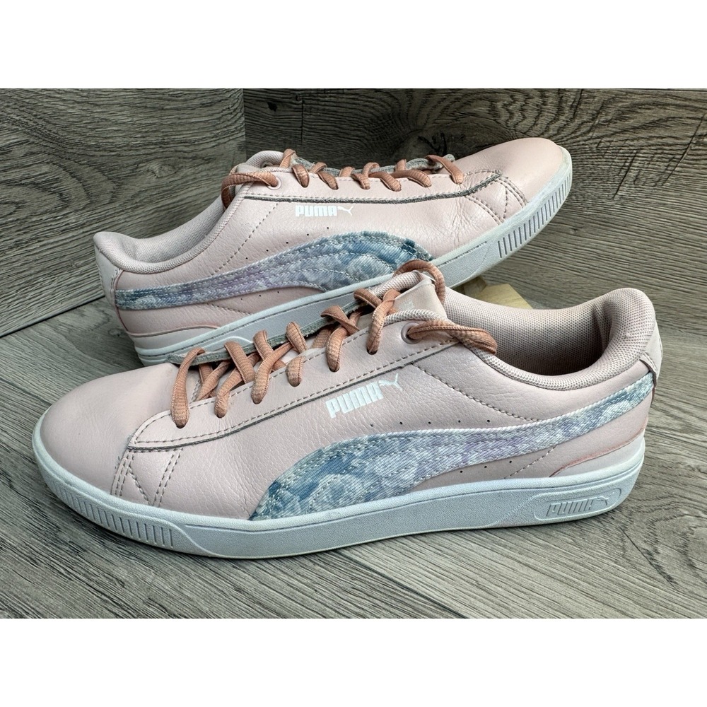 Puma Vikky V3 Floral Stripe Womens Size 6 Pink White Athletic Shoes Sneakers